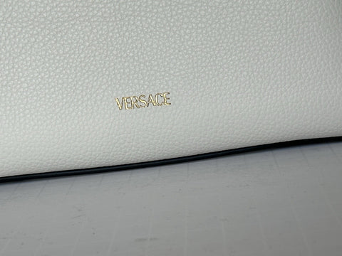 Versace Virtus Grainy Calf Small Black/White Top Handle Bag 1015556 IT NWT $1675