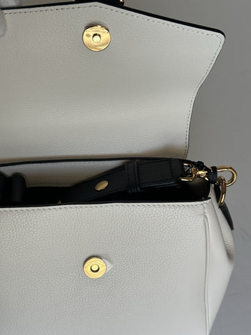 Versace Virtus Grainy Calf Small Black/White Top Handle Bag 1015556 IT NWT $1675