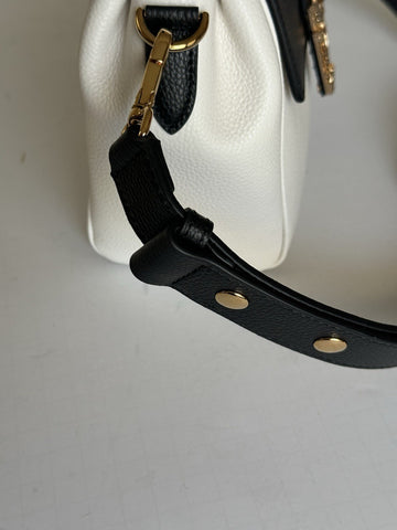 Versace Virtus Grainy Calf Small Black/White Top Handle Bag 1015556 IT NWT $1675