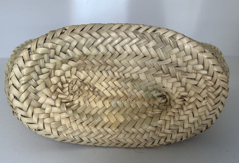 Versace Top Handle Small Tote Straw/Leather Natural/Fuchsia Bag 1019454 NWT