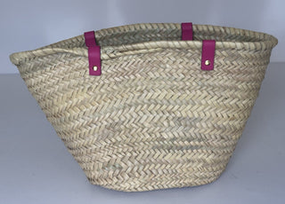 Versace Top Handle Small Tote Straw/Leather Natural/Fuchsia Bag 1019454 NWOT