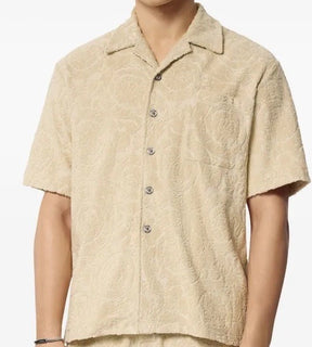 Versace Barocco Jacquard Towel Shirt Size Large 1015692 Made in Italy NWT $1325