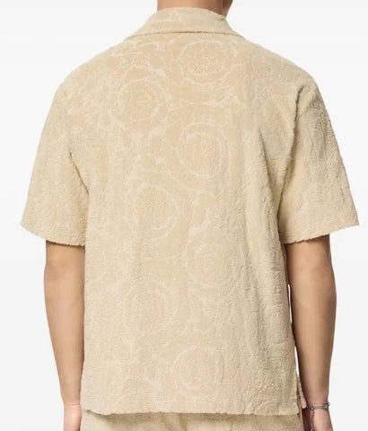 Versace Barocco Jacquard Towel Shirt Size Large 1015692 Made in Italy NWT $1325