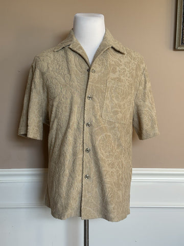 Versace Barocco Jacquard Towel Shirt Size Large 1015692 Made in Italy NWT $1325