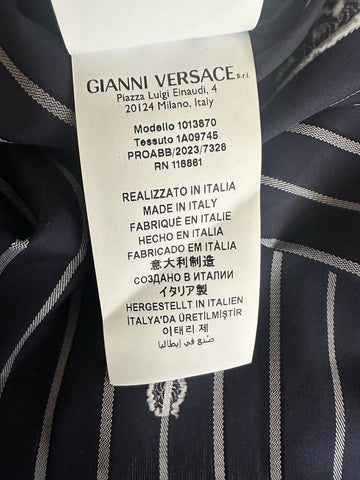 Versace Blue Graphic Print Informal Shirt Size 54 101387 Made in Italy NWT $1025