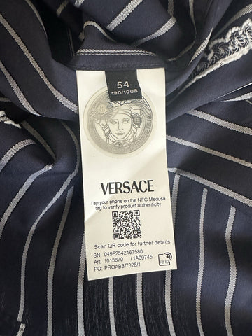 Versace Blue Graphic Print Informal Shirt Size 54 101387 Made in Italy NWT $1025