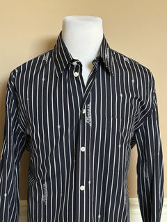 Versace Blue Graphic Print Informal Shirt Size 54 101387 Made in Italy NWT $1025