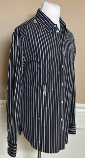 Versace Blue Graphic Print Informal Shirt Size 54 101387 Made in Italy NWT $1025