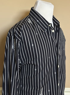 Versace Blue Graphic Print Informal Shirt Size 54 101387 Made in Italy NWT $1025