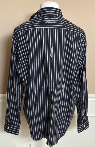 Versace Blue Graphic Print Informal Shirt Size 54 101387 Made in Italy NWT $1025