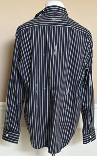 Versace Blue Graphic Print Informal Shirt Size 54 101387 Made in Italy NWT $1025