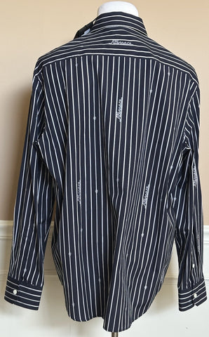 Versace Blue Graphic Print Informal Shirt Size 54 101387 Made in Italy NWT $1025