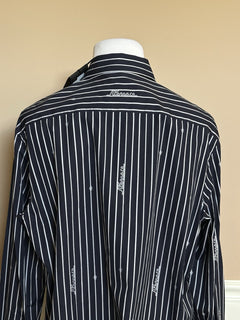 Versace Blue Graphic Print Informal Shirt Size 54 101387 Made in Italy NWT $1025