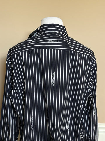 Versace Blue Graphic Print Informal Shirt Size 54 101387 Made in Italy NWT $1025