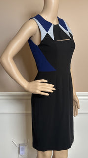 BCBG MAXAZRIA Karin Women's Knee Length Sleeveless Black/Blue Dress Size 2