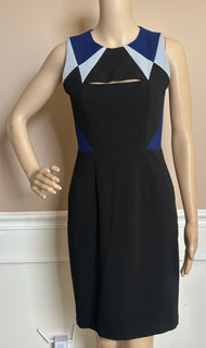 BCBG MAXAZRIA Karin Women's Knee Length Sleeveless Black/Blue Dress Size 2