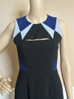 BCBG MAXAZRIA Karin Women's Knee Length Sleeveless Black/Blue Dress Size 2