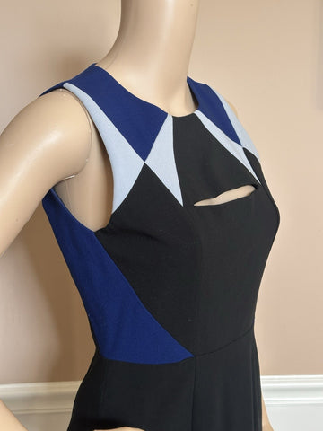 BCBG MAXAZRIA Karin Women's Knee Length Sleeveless Black/Blue Dress Size 2