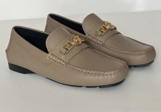 VERSACE Medusa Men's Taupe Leather Driver Shoes 7 US (40 Euro) 1009707 NIB $850