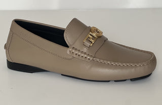 VERSACE Medusa Men's Taupe Leather Driver Shoes 8.5 US (41.5) 1009707 NIB $850
