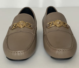 VERSACE Medusa Men's Taupe Leather Driver Shoes 11.5 US (44.5) 1009707 NIB $850
