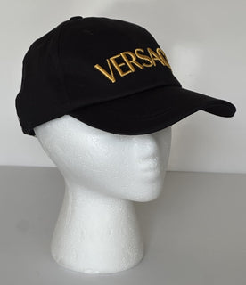 Versace Embroidered Logo Baseball Cap Hat Black/Gold 57 IT ICAP006 NWT $425