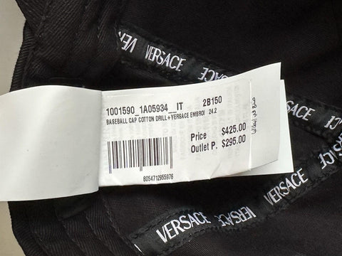 Versace Embroidered Logo Baseball Cap Hat Black/Gold 57 IT ICAP006 NWT $425