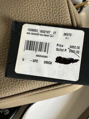 Versace Leather Medusa Grainy Leather Mini Crossbody Bag Taupe 1008863 NWT $850