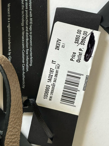 Versace Leather Medusa Grainy Leather Mini Crossbody Bag Taupe 1008863 NWT $850