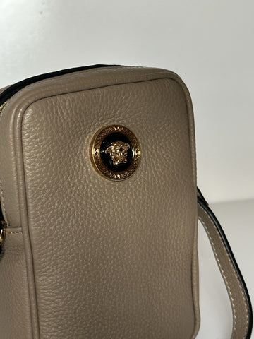 Versace Leather Medusa Grainy Leather Mini Crossbody Bag Taupe 1008863 NWT $850