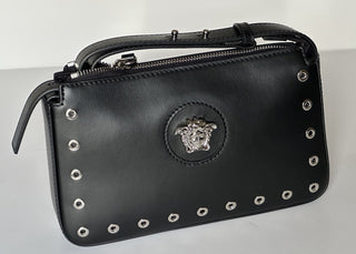 Versace Silver Medusa Head Calf Leather Black Shoulder Bag IT 1014245 NWT $1200