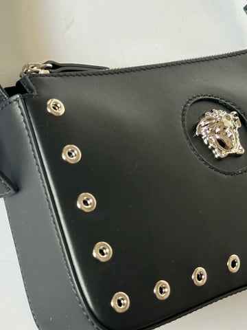 Versace Silver Medusa Head Calf Leather Black Shoulder Bag IT 1014245 NWT $1200