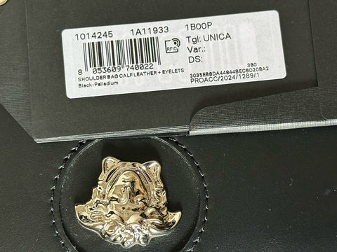 Versace Silver Medusa Head Calf Leather Black Shoulder Bag IT 1014245 NWT $1200