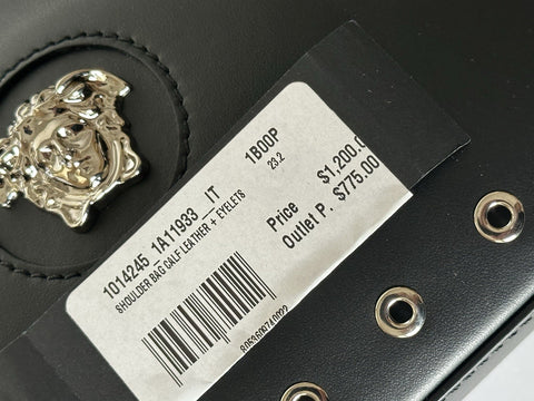 Versace Silver Medusa Head Calf Leather Black Shoulder Bag IT 1014245 NWT $1200