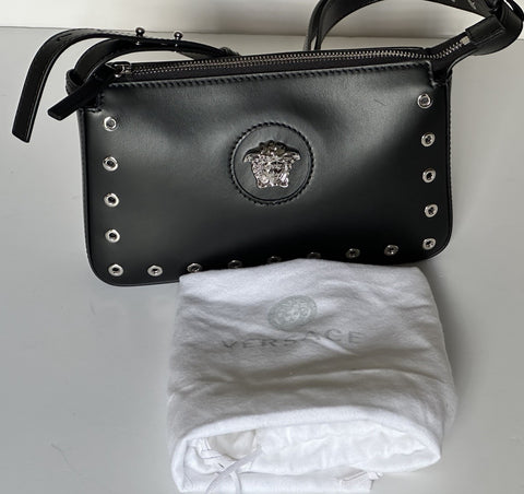 Versace Silver Medusa Head Calf Leather Black Shoulder Bag IT 1014245 NWT $1200