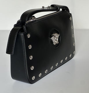 Versace Silver Medusa Head Calf Leather Black Shoulder Bag IT 1014245 NWT $1200