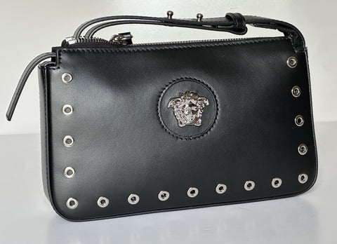 Versace Silver Medusa Head Calf Leather Black Shoulder Bag IT 1014245 NWT $1200