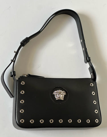 Versace Silver Medusa Head Calf Leather Black Shoulder Bag IT 1014245 NWT $1200