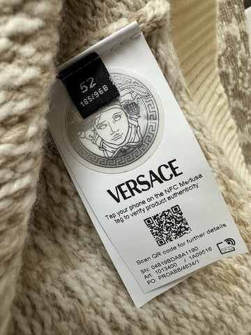 Versace Barocco Wool Knit Sweater Beige 42 US (52 Euro)  IT 1013400 NWT $1225