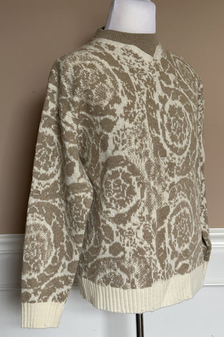 Versace Barocco Wool Knit Sweater Beige 42 US (52 Euro)  IT 1013400 NWT $1225