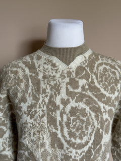 Versace Barocco Wool Knit Sweater Beige 42 US (52 Euro)  IT 1013400 NWT $1225
