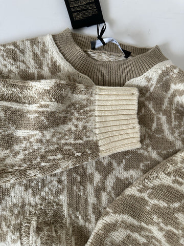 Versace Barocco Wool Knit Sweater Beige 44 US (54 Euro)  IT 1013400 NWT $1225