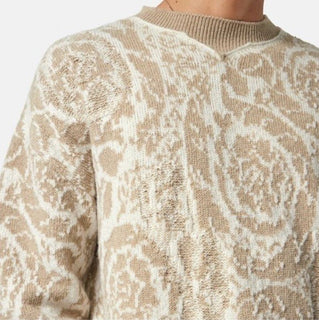 Versace Barocco Wool Knit Sweater Beige 44 US (54 Euro)  IT 1013400 NWT $1225