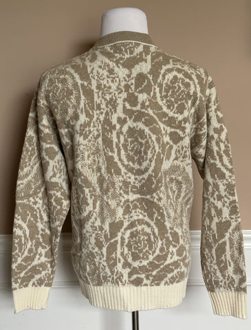 Versace Barocco Wool Knit Sweater Beige 44 US (54 Euro)  IT 1013400 NWT $1225