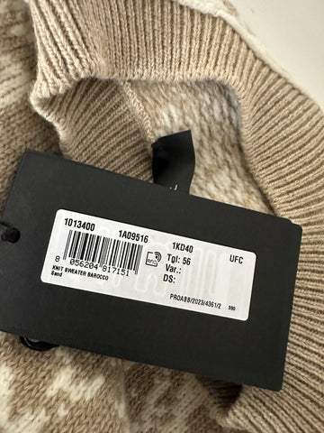 Versace Barocco Wool Knit Sweater Beige 46 US (56 Euro)  IT 1013400 NWT $1225
