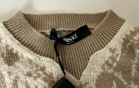 Versace Barocco Wool Knit Sweater Beige 46 US (56 Euro)  IT 1013400 NWT $1225