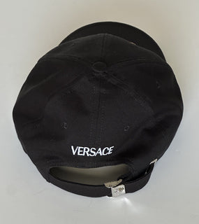 Versace Embroidered Logo Baseball Cap Hat Black/Gold 60 IT ICAP006 NWT $425