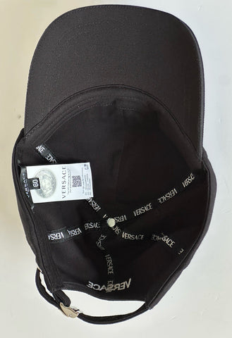 Versace Embroidered Logo Baseball Cap Hat Black/Gold 60 IT ICAP006 NWT $425