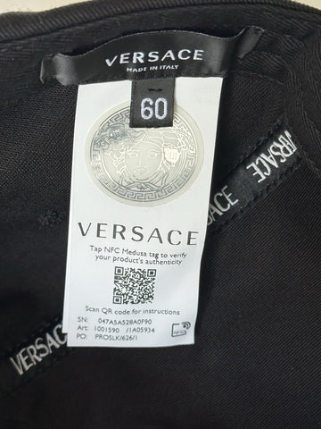 Versace Embroidered Logo Baseball Cap Hat Black/Gold 60 IT ICAP006 NWT $425