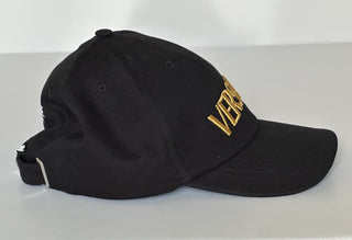 Versace Embroidered Logo Baseball Cap Hat Black/Gold 58 IT ICAP006 NWT $425
